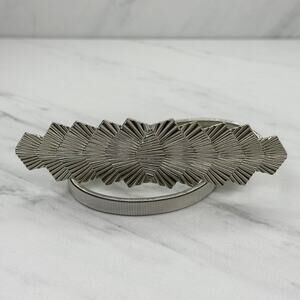 Silver Tone Coil Stretch Cinch Belt Sunburst Fan Buckle OS ✨